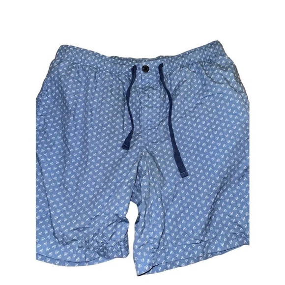 Cremieux Men's Sleep Shorts L Blue Sailboat Print Adjustable Drawstring - Picture 13 of 14
